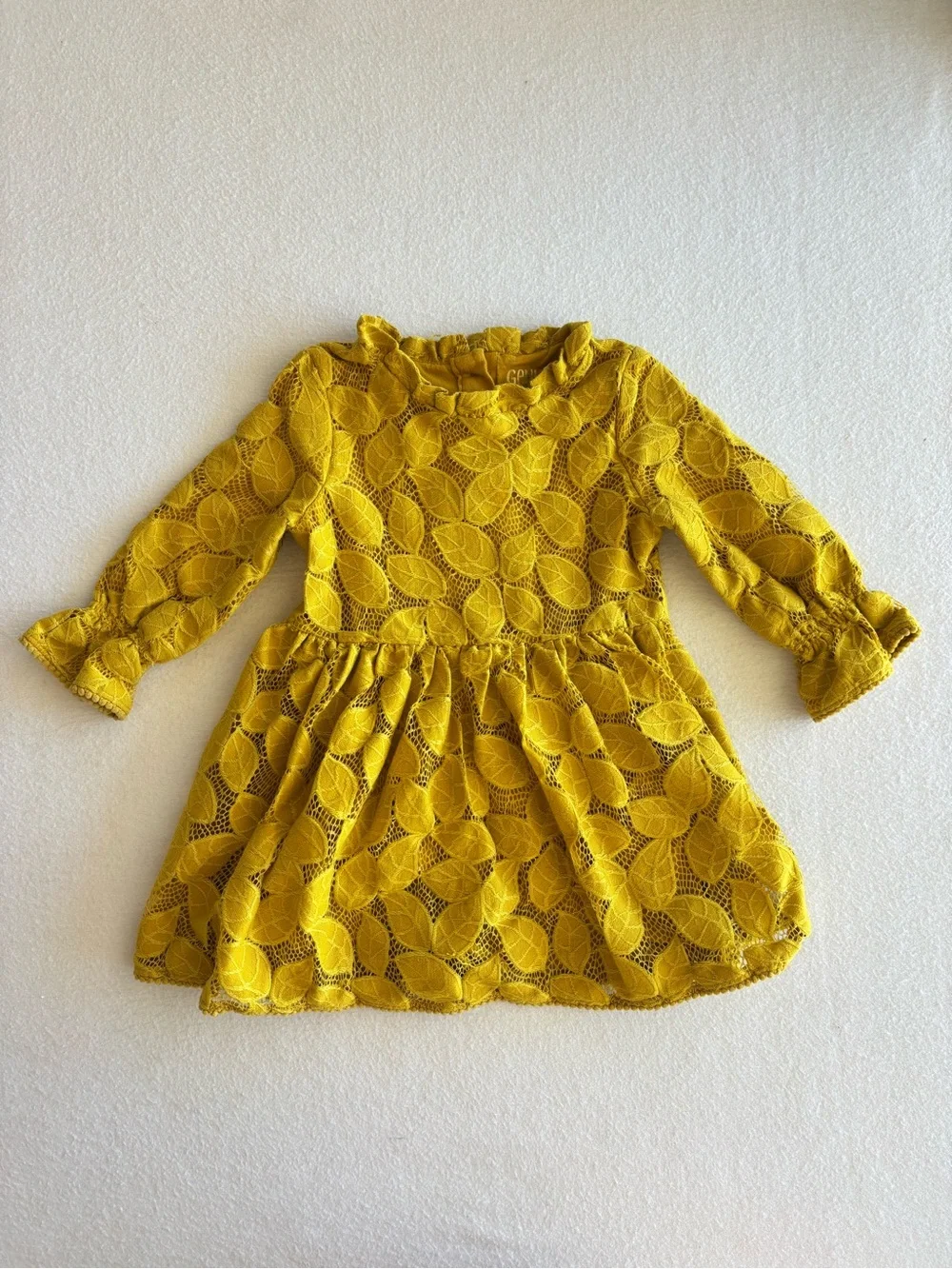 Oshkosh Toddler Girls Long Sleeve Dress 3T Yellow Floral Summer